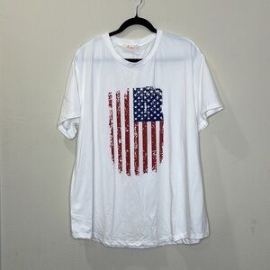 Roshop White American Flag Tee Shirt